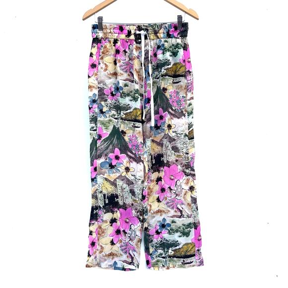 Maria Cher Berisso Lewis Viscose Pants Wide Leg Medium Hawaiian Floral - Picture 1 of 7